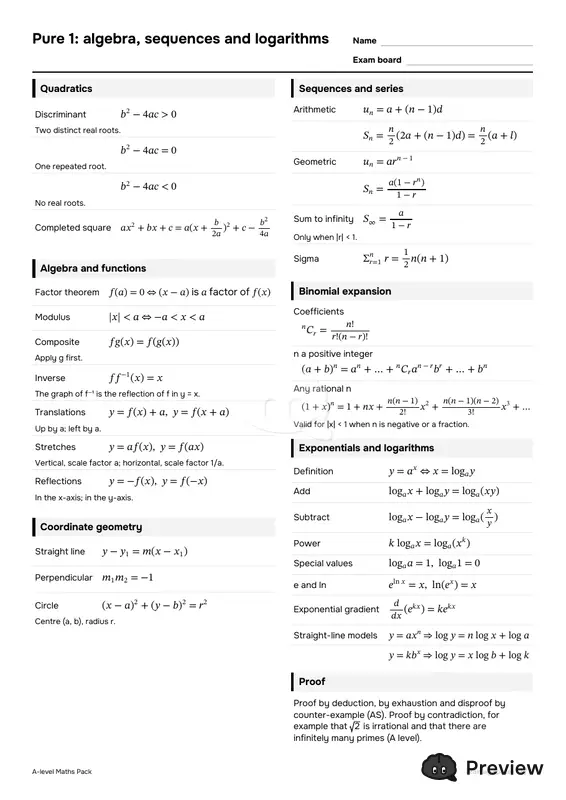 الصفحة 2: Pure 1: algebra, sequences and logarithms