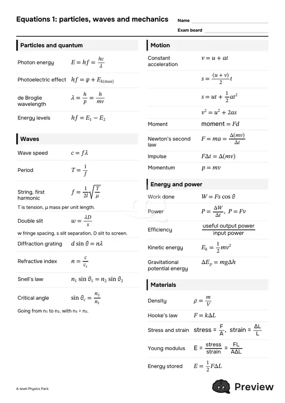 الصفحة 3: Equations 1: particles, waves and mechanics