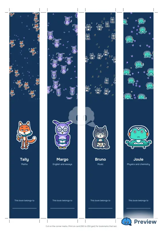 Sayfa 1: Bookmarks: Tally, Margo, Bruno, Joule
