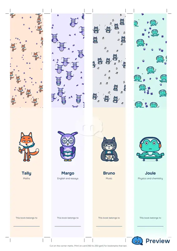 Sayfa 1: Bookmarks: Tally, Margo, Bruno, Joule