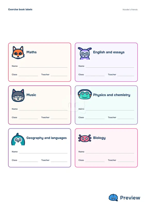 पेज 2: Exercise book labels (6)