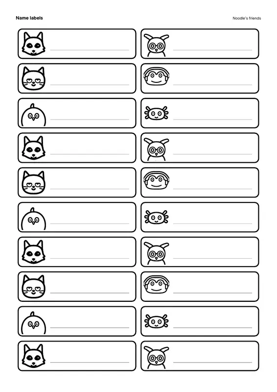 الصفحة 3: Name labels (20)