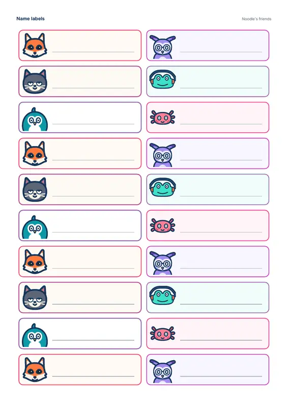 पेज 3: Name labels (20)
