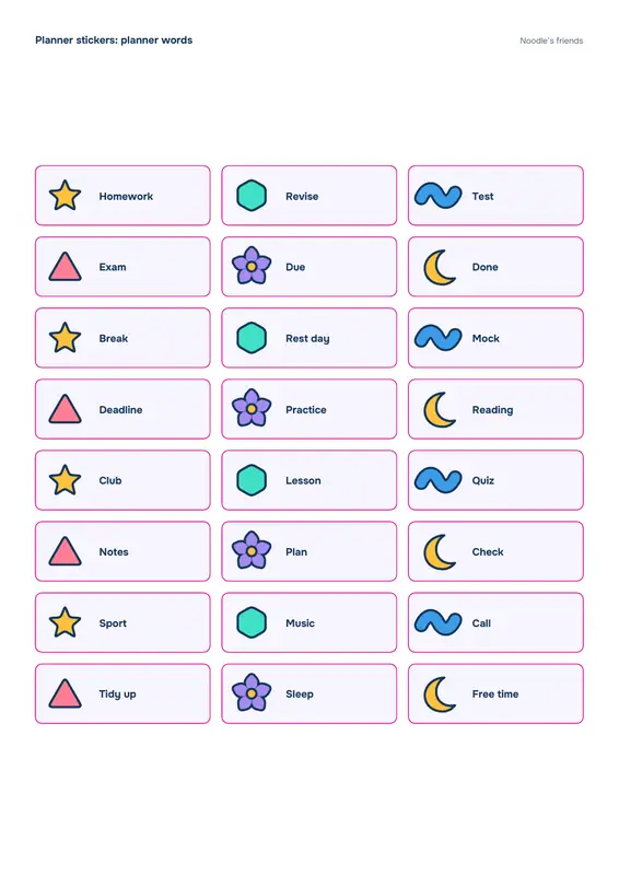 पेज 3: Planner words (24 stickers)