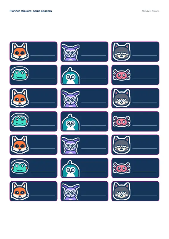 第 4 页：Name stickers (21 stickers)