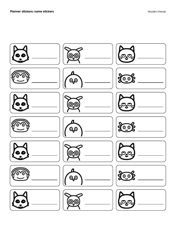 第 4 页：Name stickers (21 stickers)