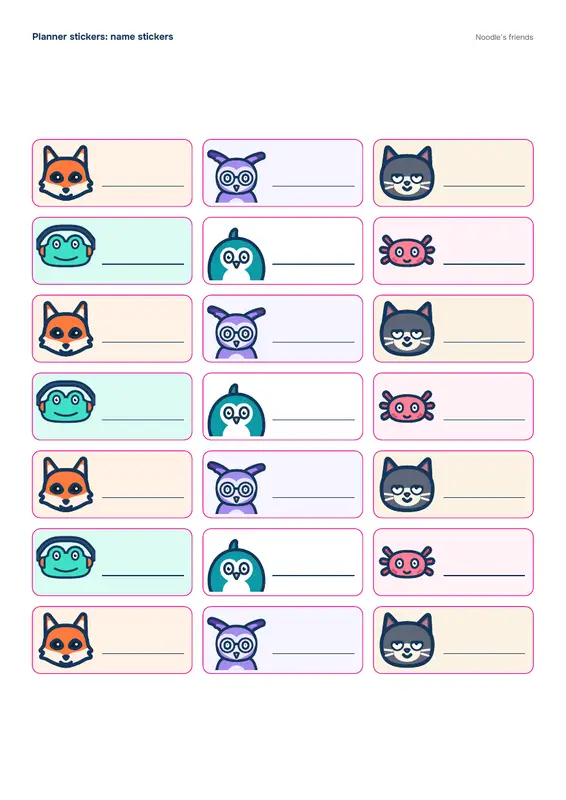 पेज 4: Name stickers (21 stickers)