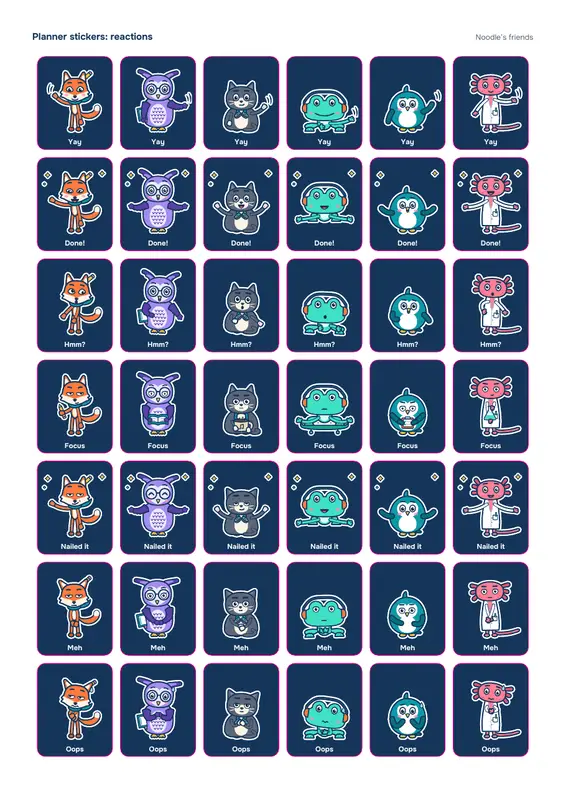 第 1 页：Reactions (42 stickers)
