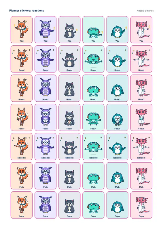 Página 1: Reactions (42 stickers)