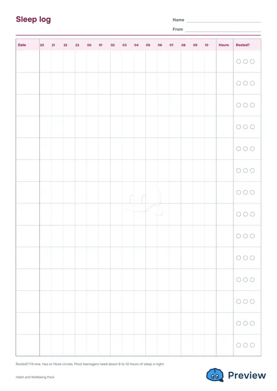 पेज 4: Sleep log