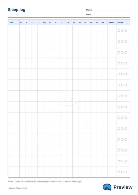 पेज 4: Sleep log