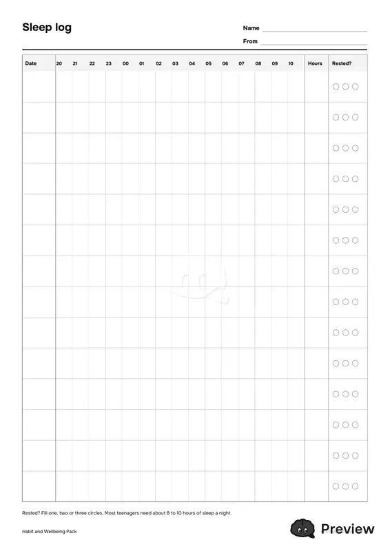 पेज 4: Sleep log
