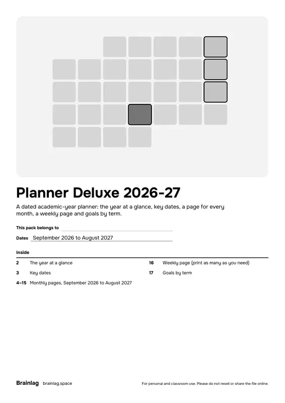 Planner Deluxe 2026-27的封面