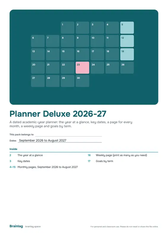 Titelseite: Planer Deluxe 2026-27