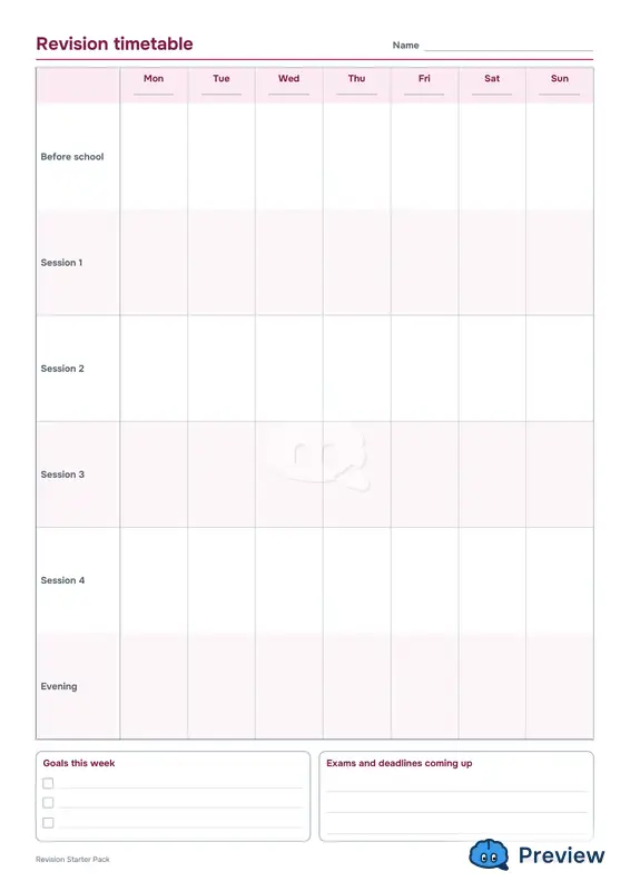 第 2 页：Revision timetable