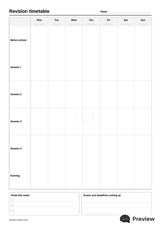 पेज 2: Revision timetable