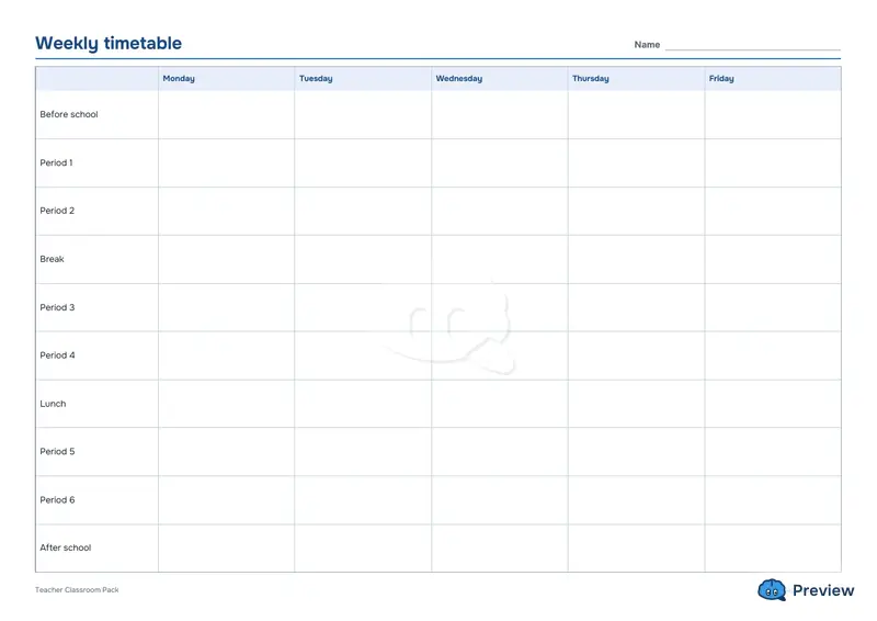 第 5 页：Weekly timetable