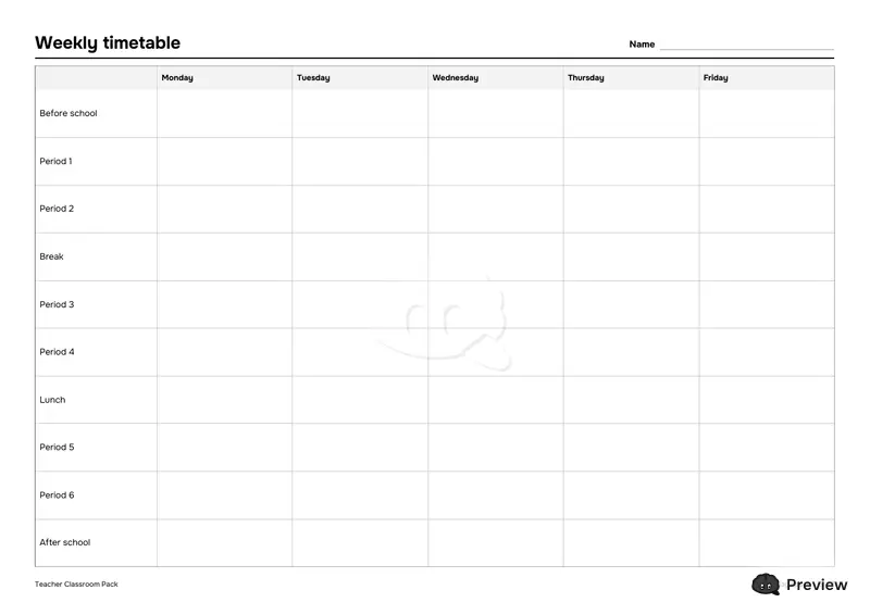 पेज 5: Weekly timetable