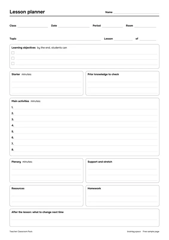 पेज 4: Lesson planner